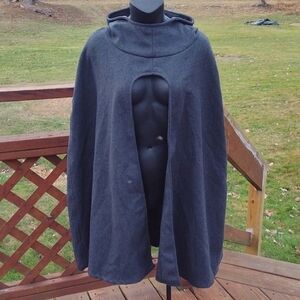 Yufeifashion Dark Gray Hooded Cape One Size Fits Most